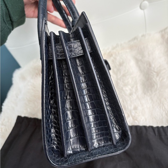Saint Laurent Midnight Croc Embossed Tote - Picture 10 of 11